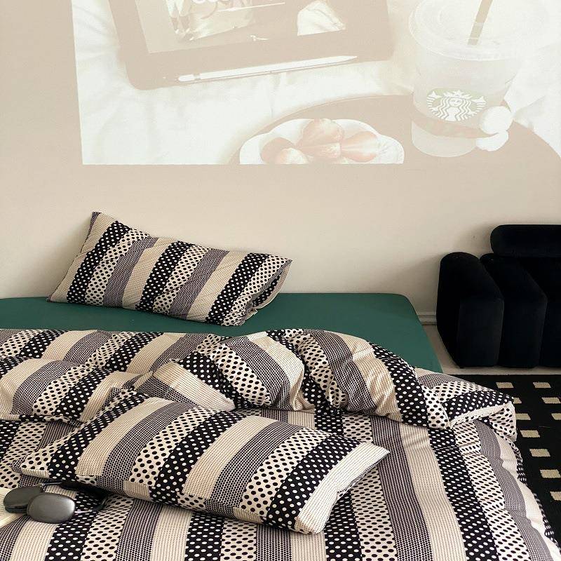 A类全棉针织棉四件套裸睡床品学生宿舍床单被套亲肤天竺棉套件1.8