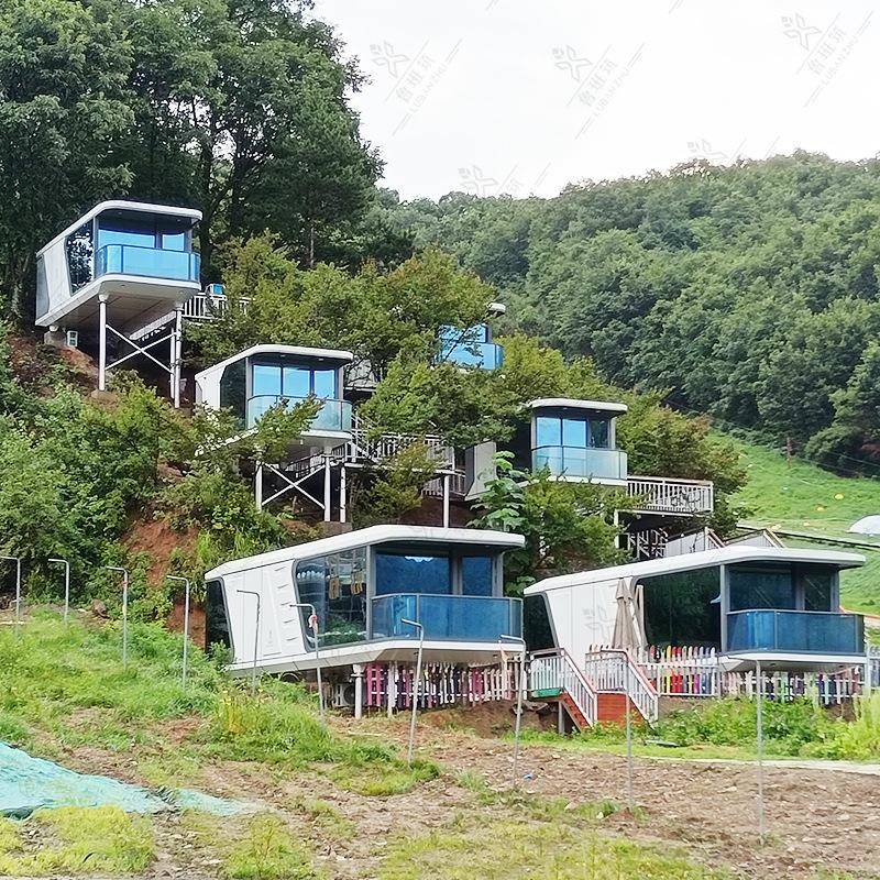 悬崖酒店 抗震防风钢结构智能太空舱客房 网红新款铝板保温民宿
