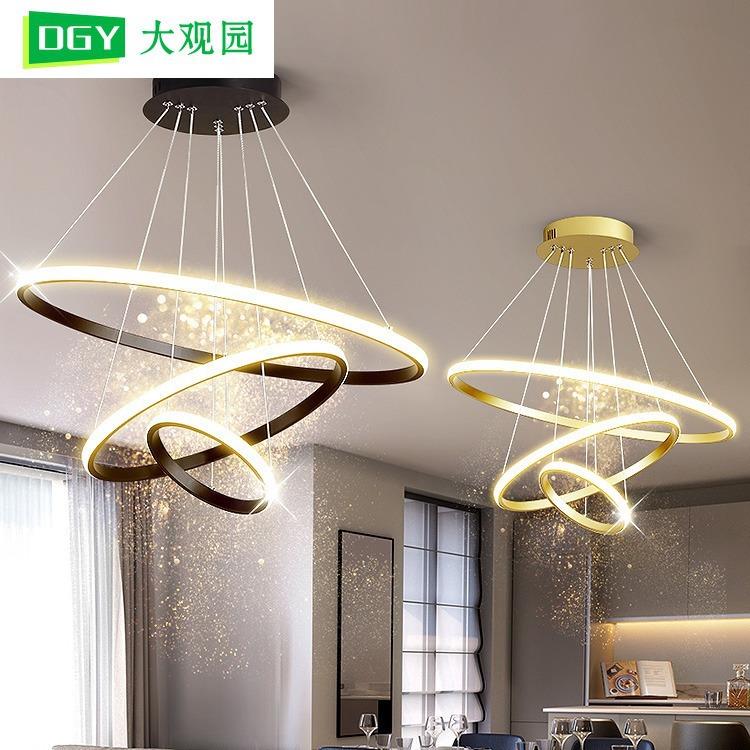 圆环餐厅吊灯简约现代客厅灯餐桌吧台灯创意轻奢饭厅环形灯具048L