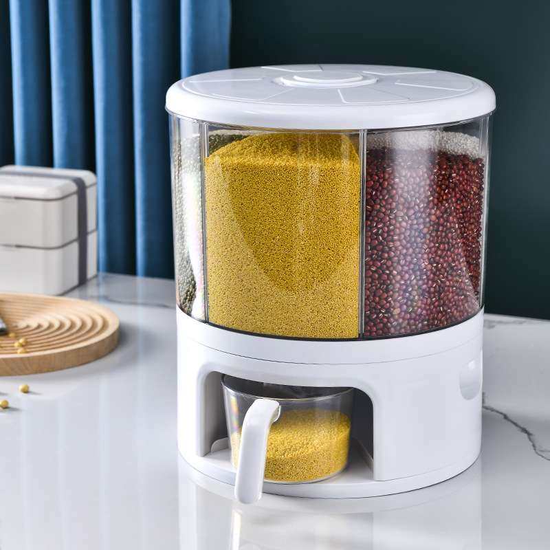分隔圆形米桶家用防潮防虫五谷杂粮按压计量取米缸多功能旋转米桶,3C数码配件,USB灯,淘宝优惠券,粉丝福利购,淘宝优惠卷