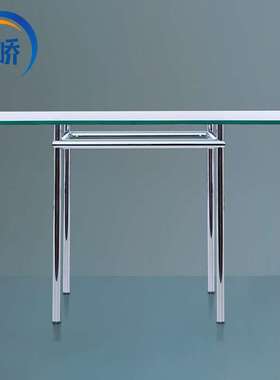 昀峤家具LC12Table餐台不锈钢钢化玻璃长方形板面餐桌长方桌