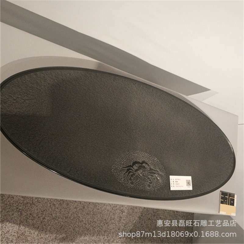 惠安厂家石雕茶盘雕塑石材乌金石办公室整石茶盘室内工艺品摆件
