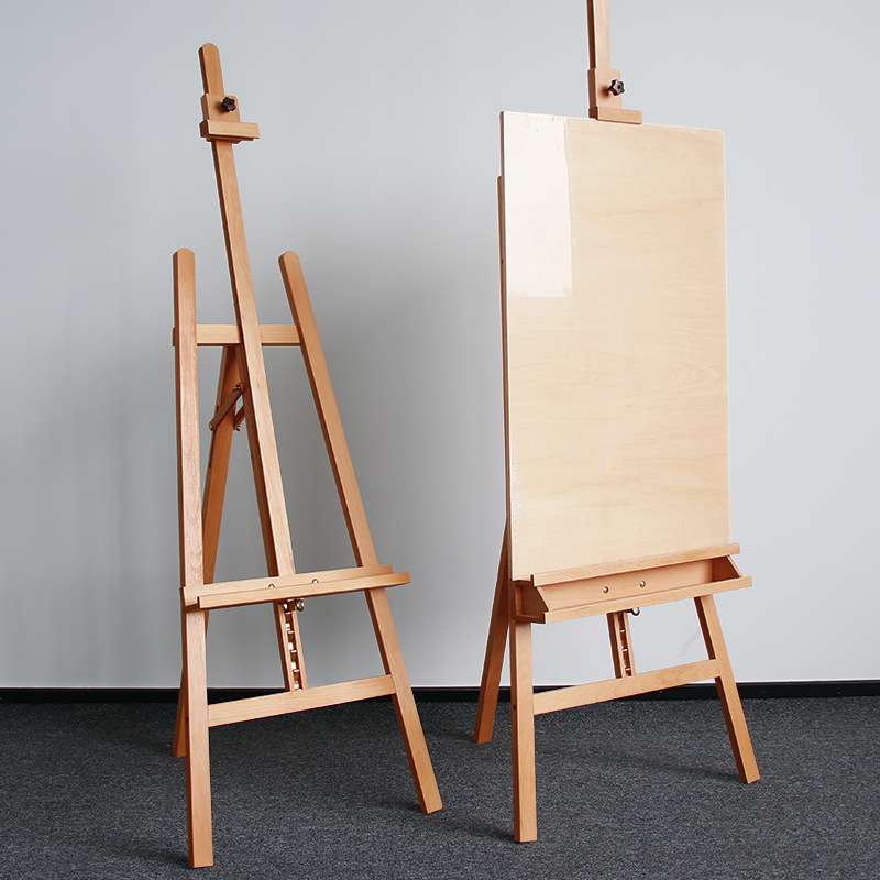 榉木制后撑式三角画架美术生专用可前倾折叠专业素描画板油画支架