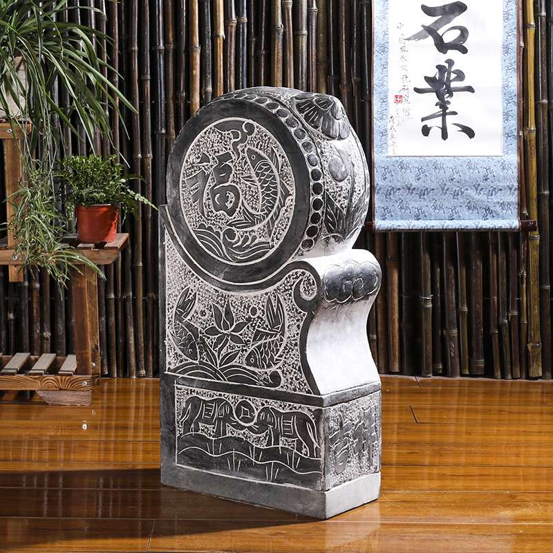 石雕门墩福鱼青石抱鼓石仿古门口石鼓成对厂家 现货出售做旧仿