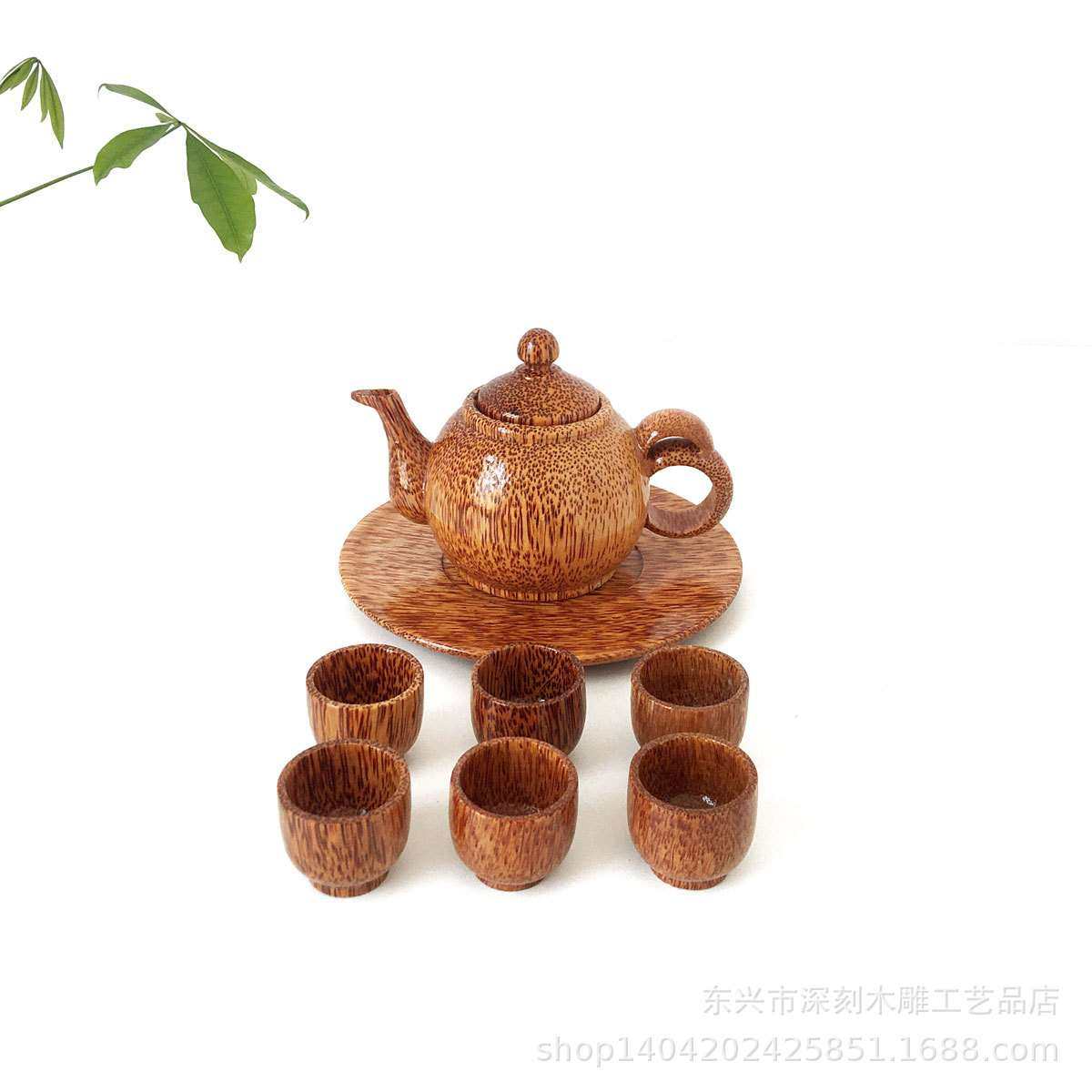 批越南天然工艺品摆件 木制茶具 椰子木茶壶茶杯茶盘套装 可刻字