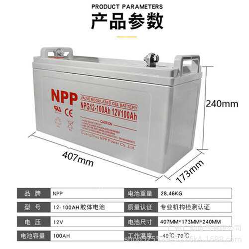 耐普（NPP)蓄电池NP100-12 np12-100铅酸储能型电池 机房后备电池