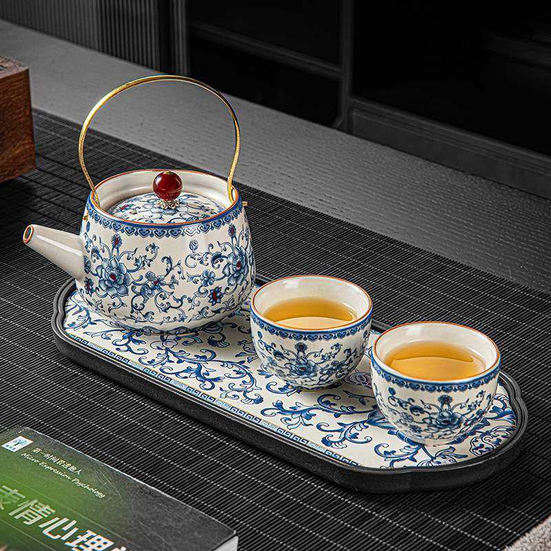 新中式黄汝窑繁花茶具一壶二杯茶具小套装配干泡盘茶台可家用代发,3C数码配件,USB灯,淘宝优惠券,粉丝福利购,淘宝优惠卷