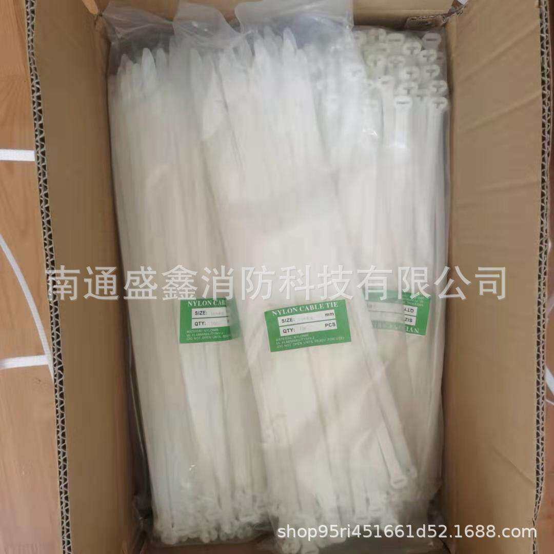 嵌钢片尼龙船用不锈钢嵌片式扎带NZ200Q钢牙扎扣自锁塑料带 白色