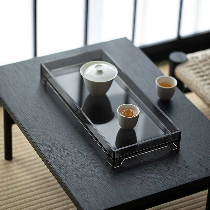 厂直销透明亚克力壶承长方形茶具茶杯收纳架小茶盘茶承茶托盘干泡