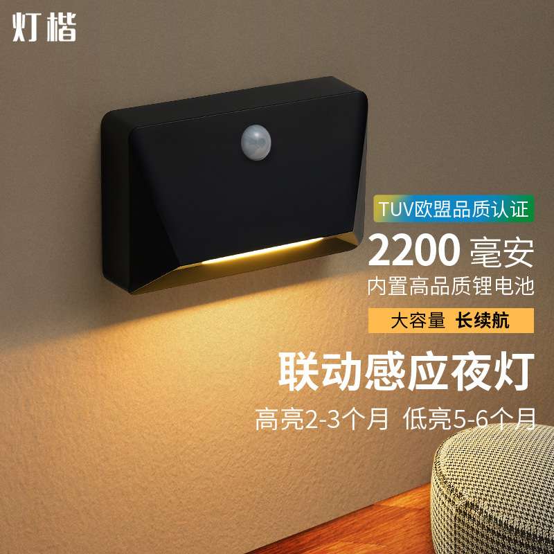 跨境新款亚马逊感应小夜灯卧室床头走廊楼梯过道 智能感应夜灯