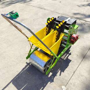 手推式电动三行株距可调种蒜机 四轮带多行播种机 农用大蒜播种机