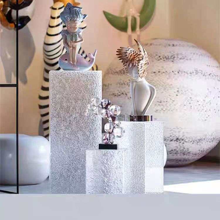 透明石头纹展示柜亚克力盒子炫彩水波纹展架置物架亚克力加工