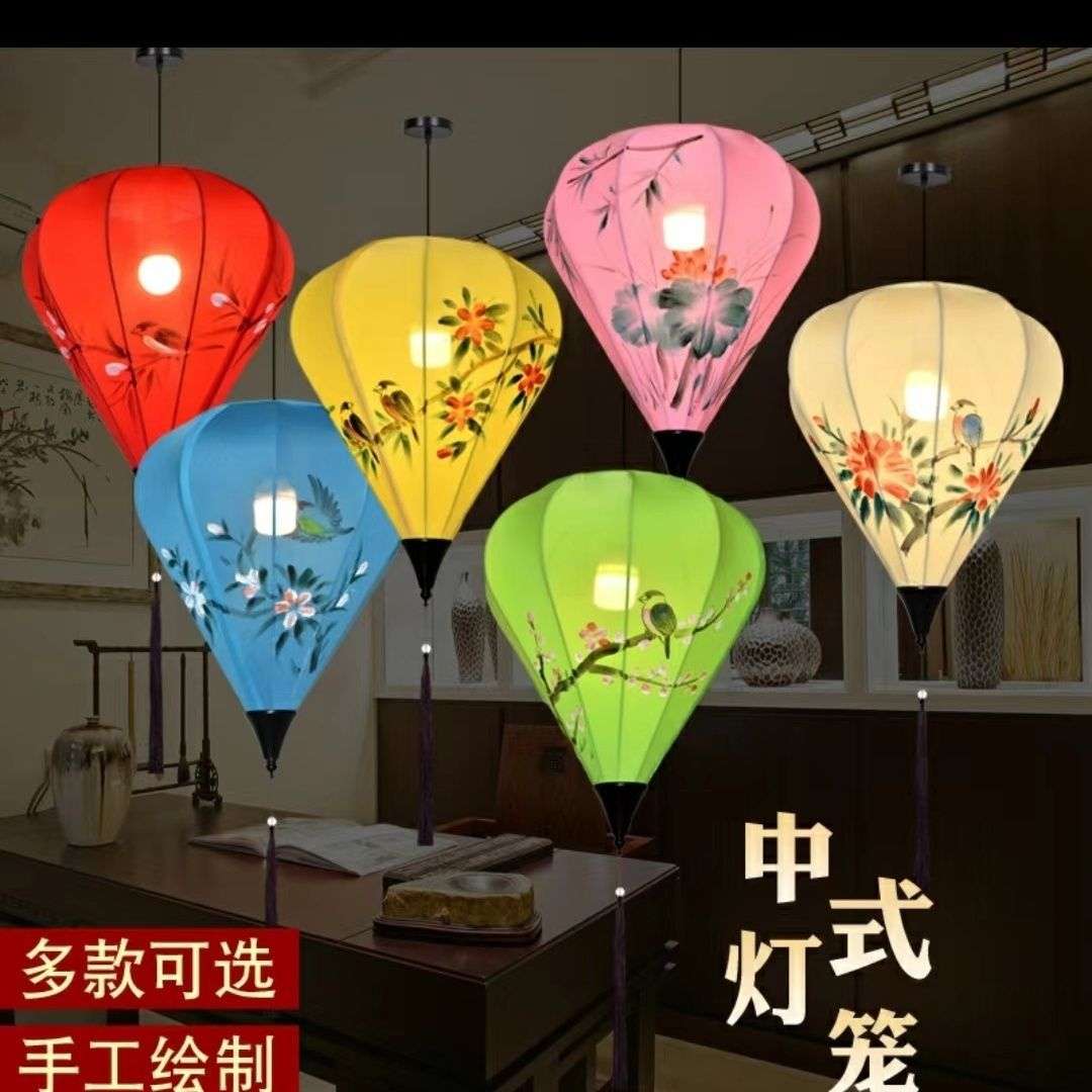 春节布置仿古古风灯笼茶楼餐厅中式手绘灯笼火锅店中国风室内装饰