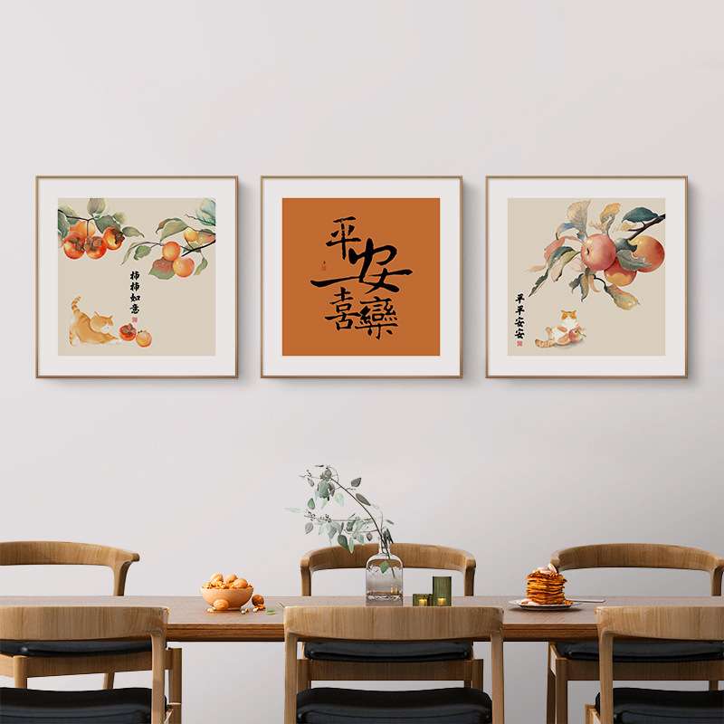 深圳大芬村油画餐厅画装饰画新中式吃饭餐桌边柜厨房客厅墙壁挂画