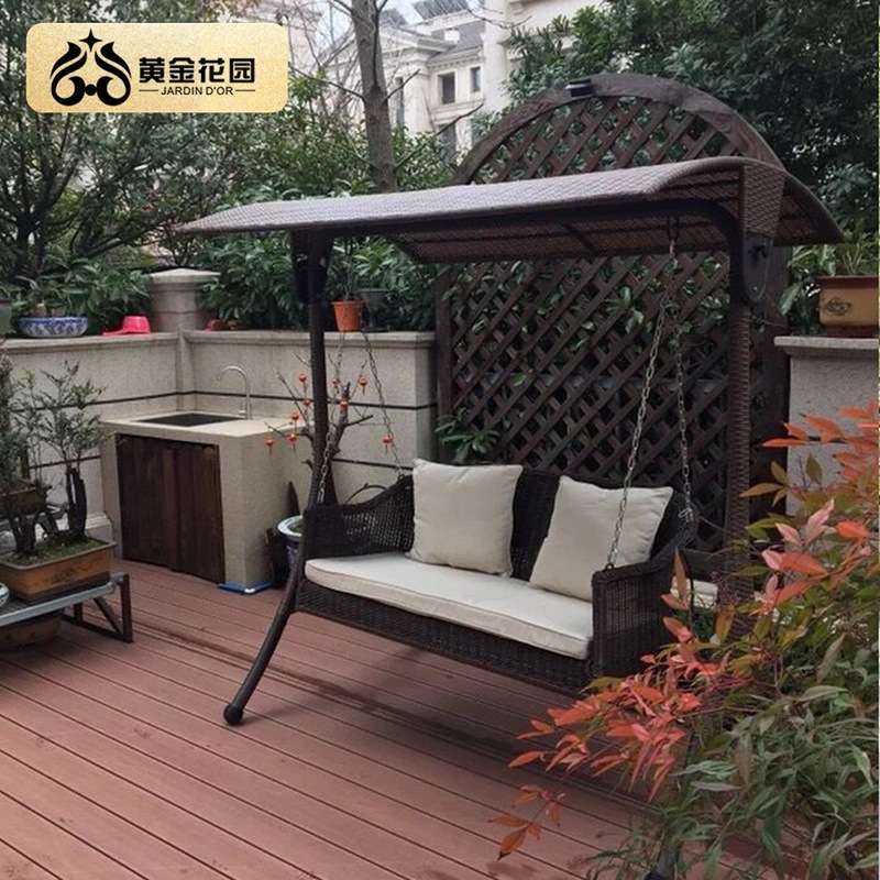 秋千户外摇椅室外双人三人阳台秋千椅庭院花园吊椅篮铸铝铁艺秋千