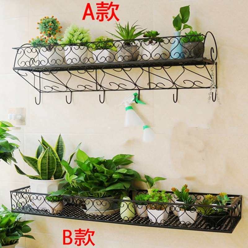 欧式壁挂阳台花架客厅墙上铁艺植物架置物架挂墙式多肉花盆架锦标