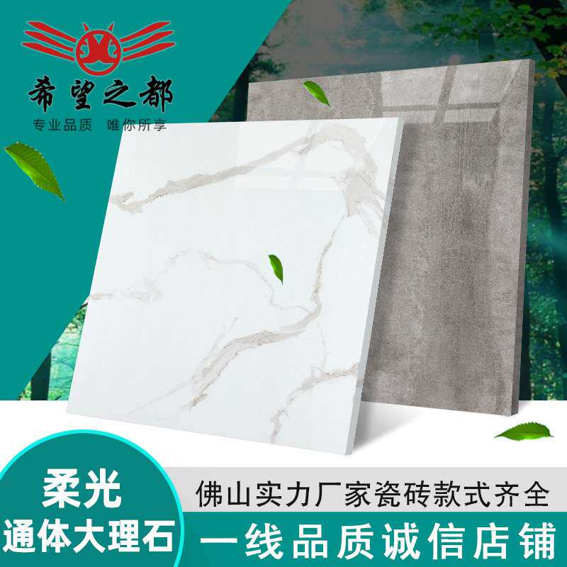 希望之都 柔光砖通体大理石瓷砖800x800灰白色客厅地砖简约地板砖