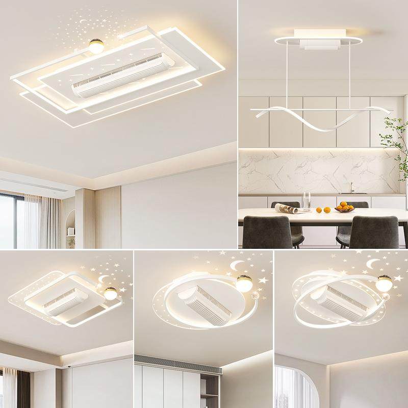 客厅无叶风扇灯双风轮滚筒式吸顶电扇灯现代轻奢家用卧室餐厅灯具