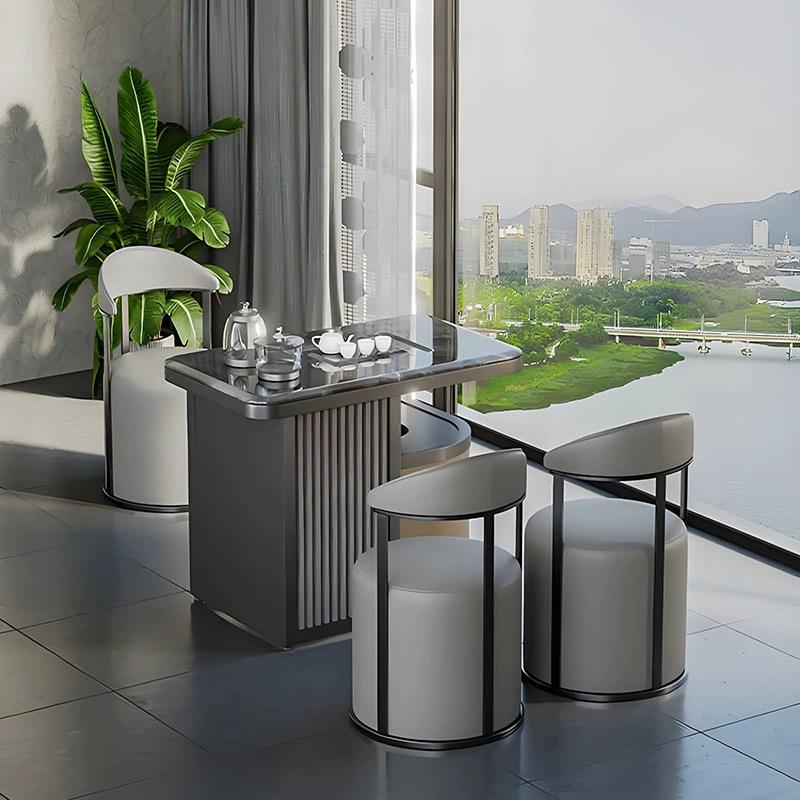 2025新款家用小户型客厅阳台茶桌茶台桌椅组合现代简约超晶石茶几