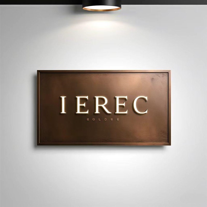 古铜色轻奢门牌i 不锈钢仿铜牌发光字私人会所logo定制背景墙招牌