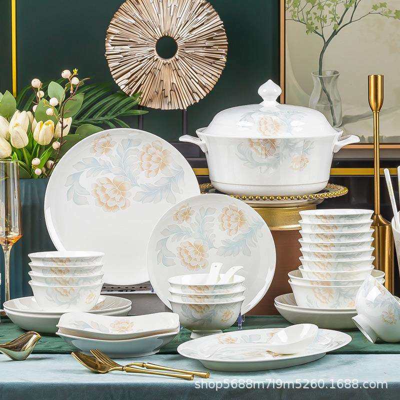 碗碟套装家用56头陶瓷吃饭碗盘筷子中式简约盘子菜盘骨瓷餐具套装,电子元器件市场,其它元器件,淘宝优惠券,粉丝福利购,淘宝优惠卷