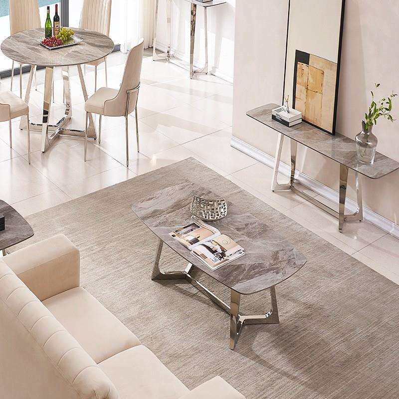 现代简约不锈钢轻奢酒店餐椅餐桌一系列沙发边几玄关