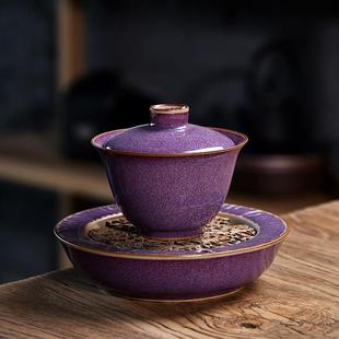 五大名窑哥窑钧瓷盖碗单品开片哥窑汝窑手工三才碗敬茶碗壶承盖碗