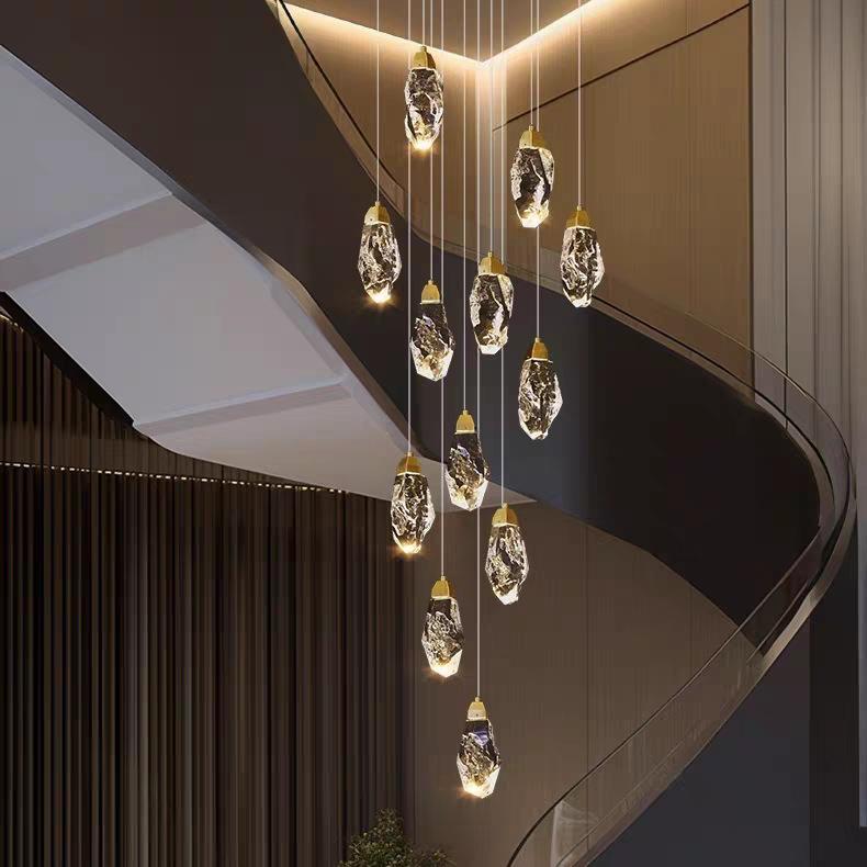 楼梯长吊灯现代简约loft自建房公寓吊灯别墅复式楼旋转楼梯长吊灯