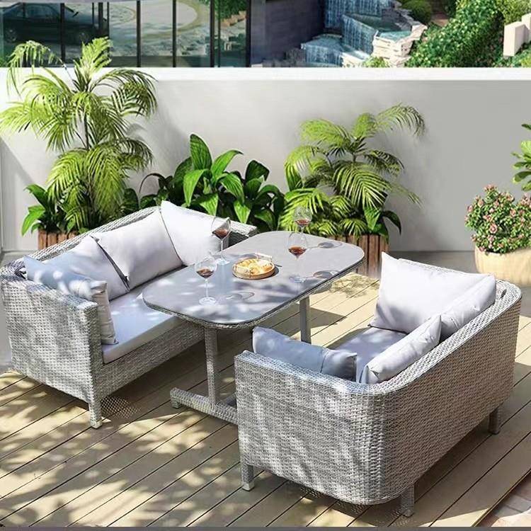 户外沙发三件套组合阳台休闲藤编沙发酒店露台藤椅防水防晒家具