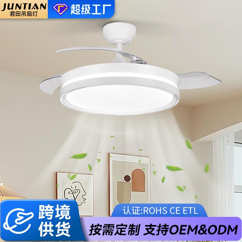 智能隐形风扇灯吊扇灯家用餐厅吸顶风扇灯护眼卧室吊扇灯一体灯