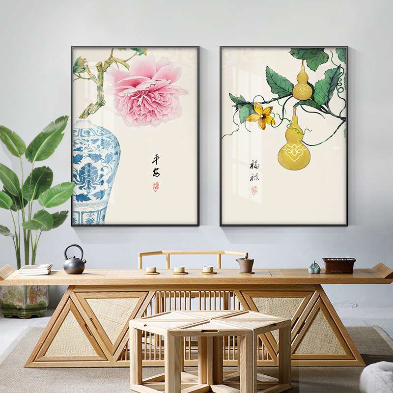 萝卜白菜水果餐厅装饰画新中式蔬菜画饭厅厨房客厅壁画农家乐墙画图片