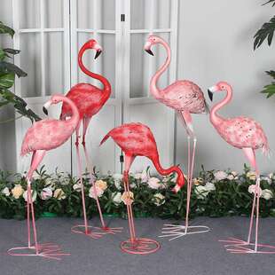 婚庆道具铁艺火烈鸟摆件落地商场橱窗美陈露台花园布置森系婚礼装