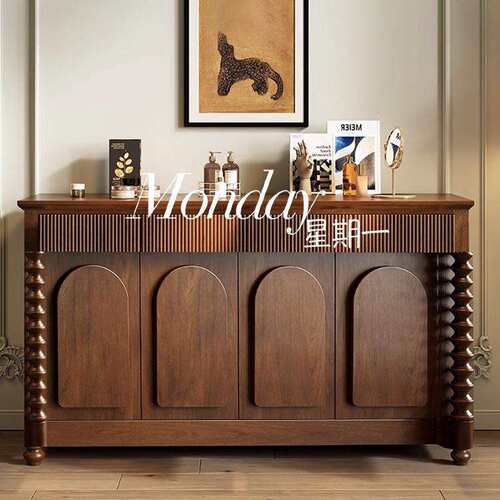 中古原木餐边柜罗马柱复古储物柜原木风入户柜可/家具