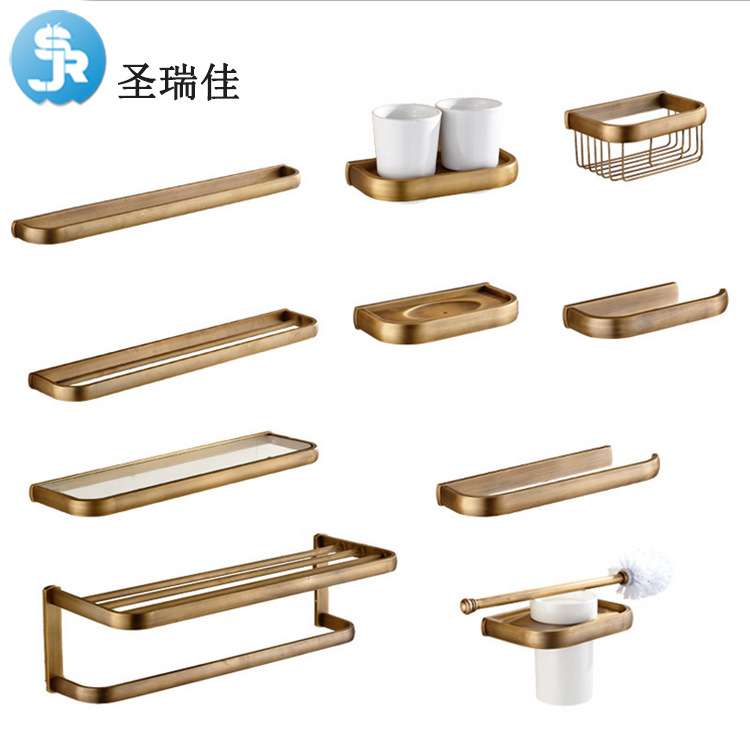 圣瑞佳欧式仿古铜浴巾架 浴室架方舟壁挂纸巾架欧式仿古铜浴巾架
