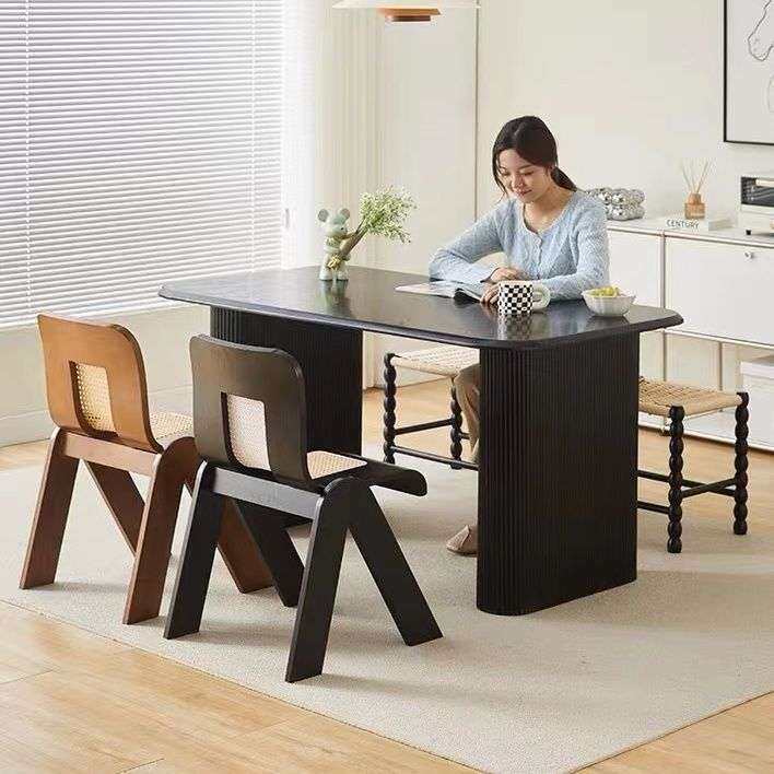 中古不锈钢意式极简马鞍皮餐椅靠背家用餐桌椅茶桌轻奢餐厅C椅子