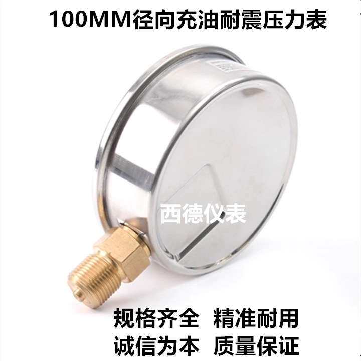 100MM直立式耐震压力表 充油压力表 YN100充油防震压力表 G1/2