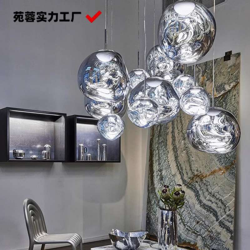 设计师熔岩吊灯大别墅loft复式挑空间长网红客厅吧台简约餐厅楼梯