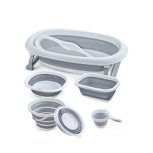 跨境婴儿折叠浴盆套装宝宝洗澡桶儿童6件套 Baby bathtub 6 set