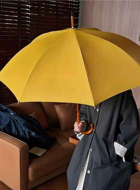 黄色雨伞女晴雨两用加固结实耐用长柄伞下雨天拍照神器出片小道具