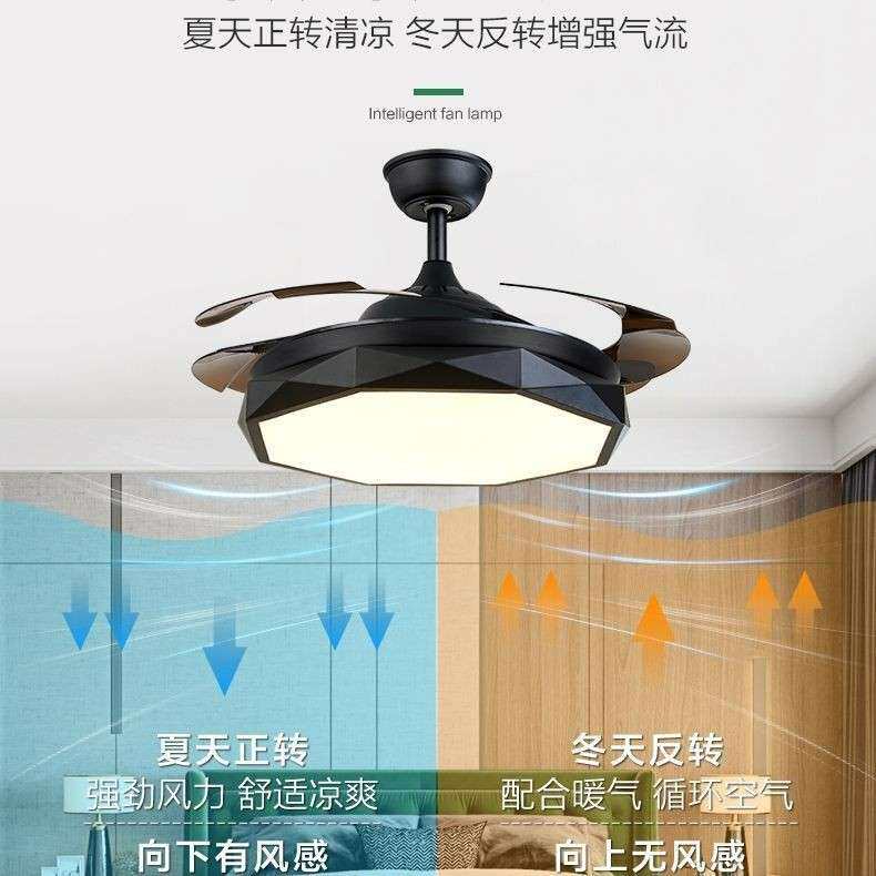 纯铜电机北欧吊扇灯餐厅简约客厅电扇吊灯卧室家用隐形风扇灯