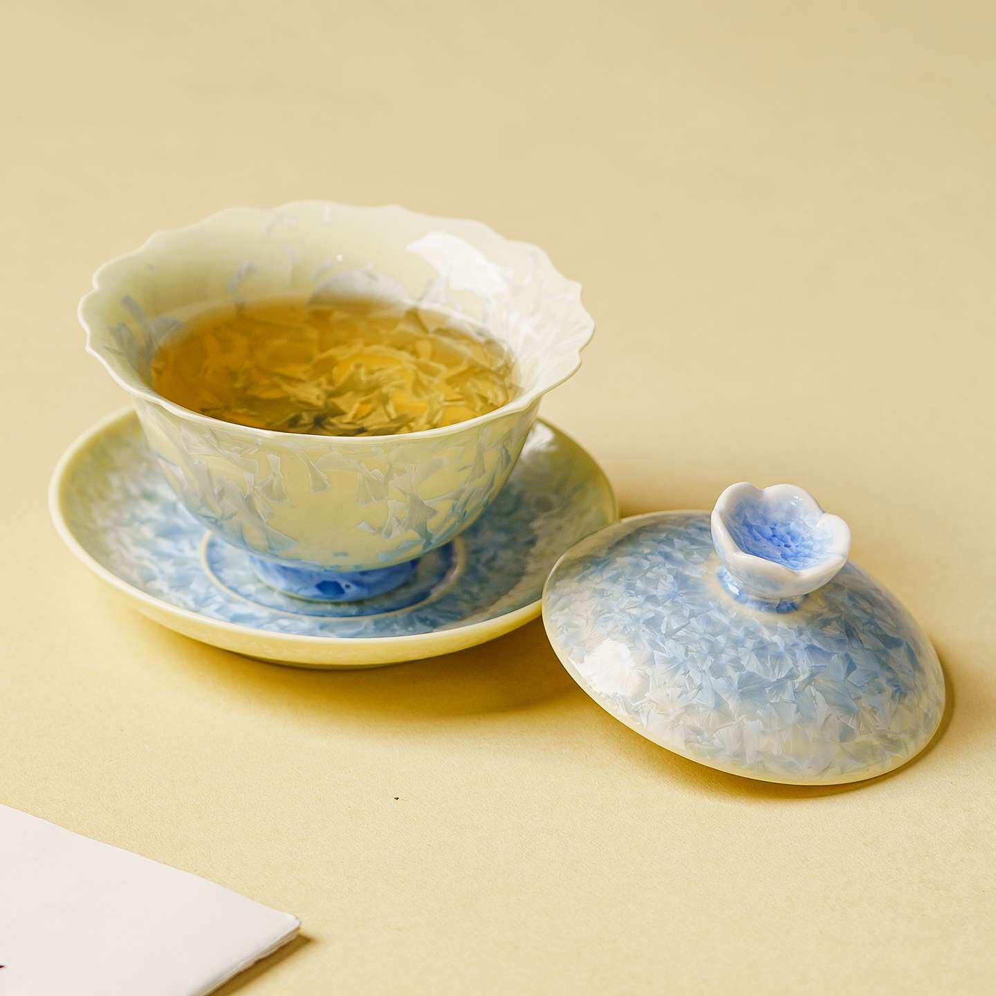 窑变冰花三才盖碗结晶釉茶具泡茶碗家用大容量不烫手盖碗送礼刻字