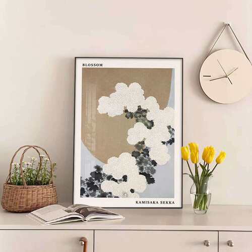 新中式小众文艺小菊花抽象复古餐厅装饰画客厅卧室床头挂画玄关画