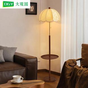 落地灯法式 中古风可置物一体客厅沙发旁藤编卧室床头柜氛围灯L138