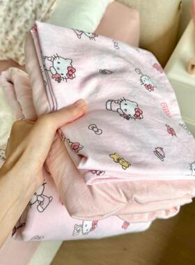 粉色kitt猫水洗棉床上四件套少女心公主可爱床单被套宿舍三件套