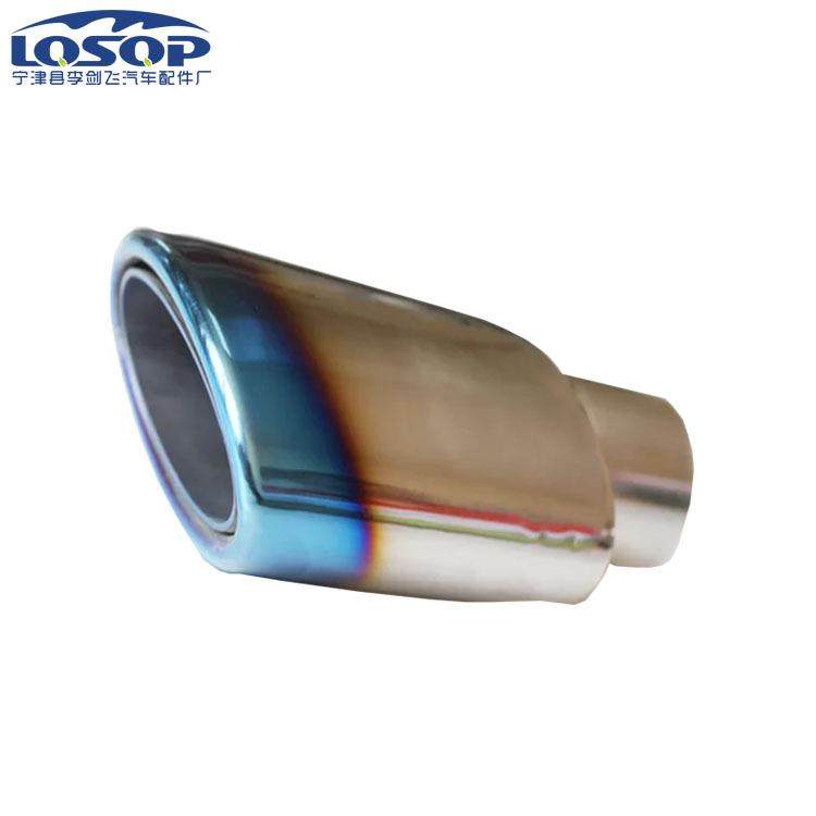 厂家直供焊接消声器汽车改装排气管科鲁兹升级尾喉双层扁咀镀蓝通