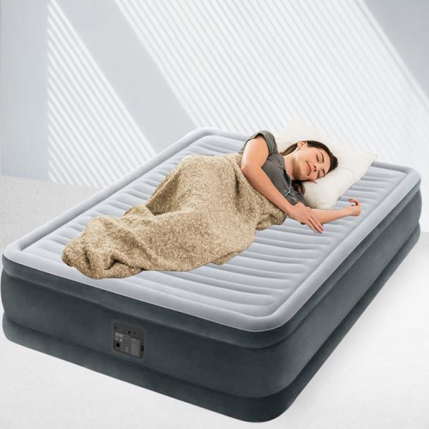 intex 64414 线拉充气床垫双人床双层气垫床内置电泵PVC