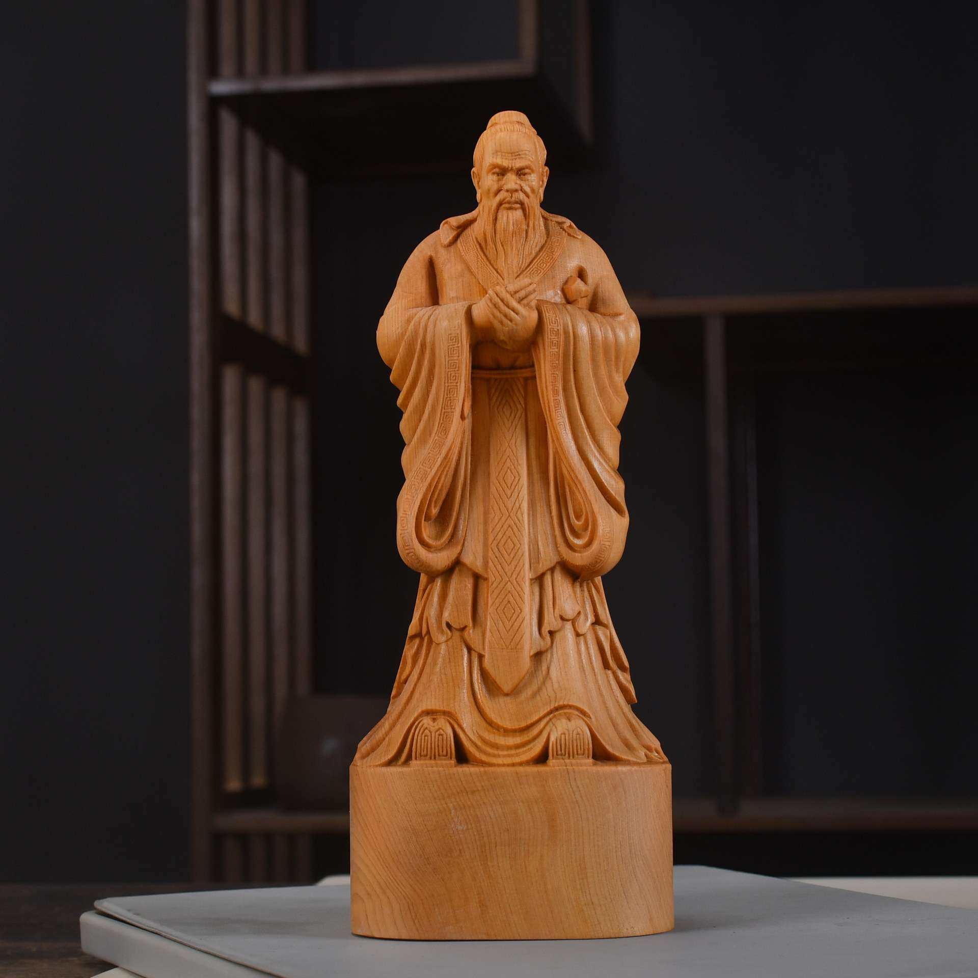 崖柏木雕孔子圣人儒教始祖孔夫子人物摆件家居教师节送礼工艺摆件,电子元器件市场,其它元器件,淘宝优惠券,粉丝福利购,淘宝优惠卷