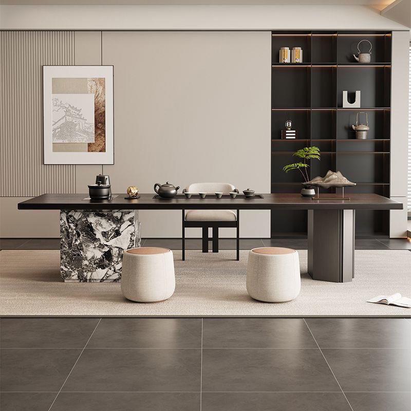 意式极简岩板茶桌椅组合别墅客厅设计师创意艺术茶台轻奢现代简约