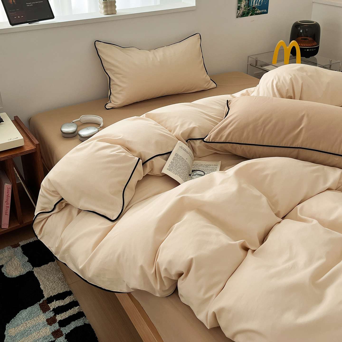 秋冬美拉德系列50支加厚全棉磨毛混搭床单被套四件套宿舍床上用品