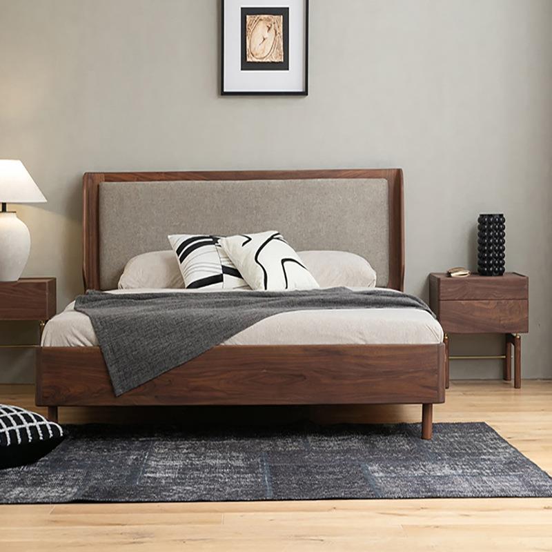 崇匠家具双人床全实木床黑胡桃木北欧1.51.8米樱桃木床简约北欧风